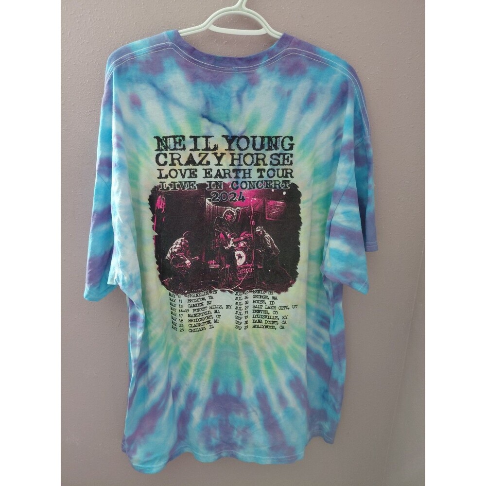Neil Young Crazy Horse Tie Dye 2024 Love Earth Concert Tour T Shirt Please Read - Picture 4 of 6